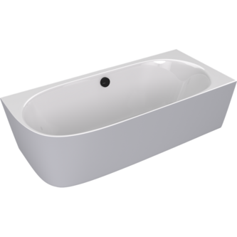 SUSSI R Freistehende Eckwanne, Gussmarmor 160x70x49,5cm, Weiß/Grau matt