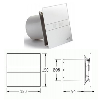 E-100 GST Axial Badlüfter mit Zeitschaltuhr, 8W, Rohrleitung 100mm, Silber