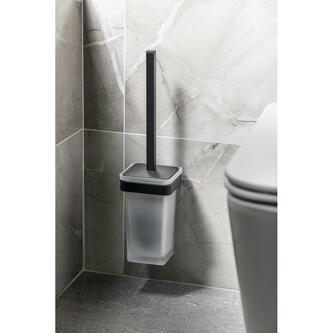 SAMOA Hänge-WC-Bürste, Milchglas, Schwarz matt
