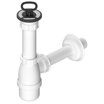 Waschtisch-Siphon, Edelstahl Auslass, Stopfen mit Ring