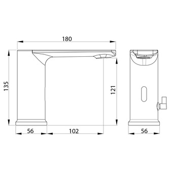 Sensor-Standarmatur mit Temperaturregelung, 6V DC (4xAA), Chrom