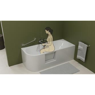 PORTAS Rechts Badewanne mit Tür, 170x75x60cm, Weiß
