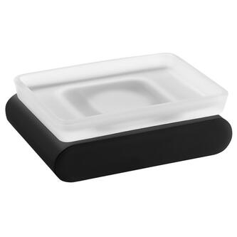 FLORI Seifenschale, Milchglas, Schwarz matt