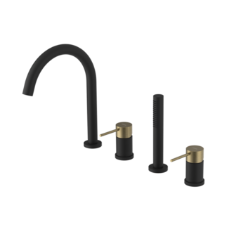 ULTRASAN 4-Loch Wannenarmatur, Schwarz matt/Gold matt