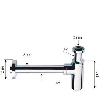 Waschbecken-Siphon 5/4", Durchmesser 32mm, rund, Schwarz matt