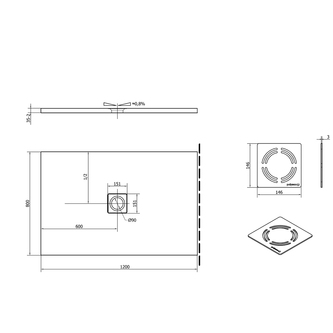 FLEXIA Gussmarmor-Duschwanne 120x80cm, Verkürzungsmöglichkeit