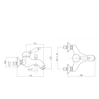 KIRKÉ BLACK Wannenarmatur, schwarzer Hebel, bronze