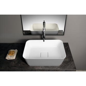 BANERA SQUARE Aufsatz-Waschtisch, Gussmarmor, 50x36cm, weiß/grau matt