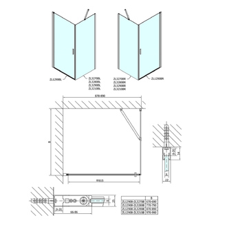 Zoom Line Black Eckige Duschkabine 900x900mm L/R Variante