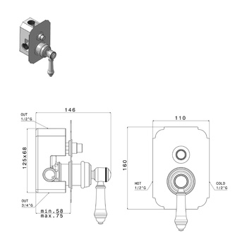 VIENNA Unterputz-Duscharmatur , 2 Wege, Bronze