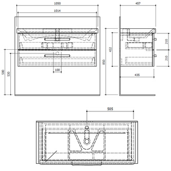 THEIA Unterschrank 101,4x43,5x44,2cm, 2xSchublade, Kiefer Rustikal