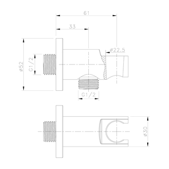 Duschanschluss mit Handbrausehalter, gold matt