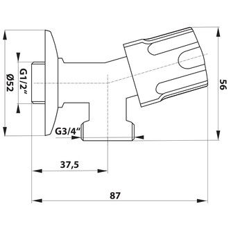 Waschmaschinen-Ventil mit Rückschlagklappe, 1/2 "x3/4", Chrom