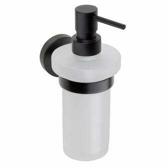 X-ROUND BLACK Hängender Seifenspender 230ml, Milchglas, Schwarz matt