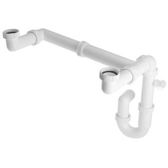 Spülbecken-Siphon mit Anschluss 6/4", höhen- und längenverstellbar, DN40, Weiß