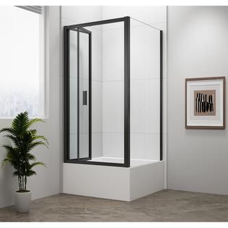 DEEP BLACK Rechteckige Duschkabine 1000x900mm L/R Variante, Klarglas