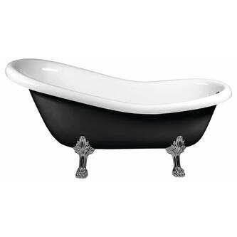 RETRO Freistehende Badewanne 175x76x84cm, Füße Chrom, schwarz/weiß