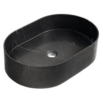 BLOK Stein-Waschtisch zum Aufsetzen, 55x37cm, Schwarz matt Marquin