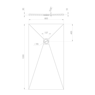 TRENECA Gussmarmor-Duschwanne 150x80cm,  schwarz matt