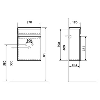 TORIN Unterschrank mit Waschtisch 37x50x18cm, Weiß