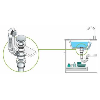 Überlaufgarnitur für Waschbecken mit Abstandhalter, ABS/Chrom