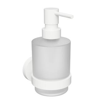 X-ROUND WHITE Hängender Seifenspender 200ml, Milchglas, Weiß matt