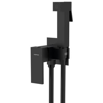 CUBEMIX Bidetarmatur mit Brausestopp, Schwarz matt