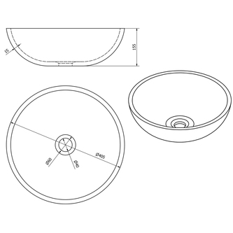 PRIORI Keramik-Waschtisch Durchmesser 41 cm, braun mit Blaudekor