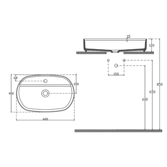 INFINITY OVAL Aufsatzwaschbecken, 60x40cm, weiss