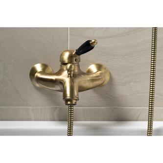 KIRKÉ BLACK Wannenarmatur, schwarzer Hebel, bronze
