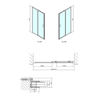 EASY LINE Duschtür 1100mm, Glas Brick