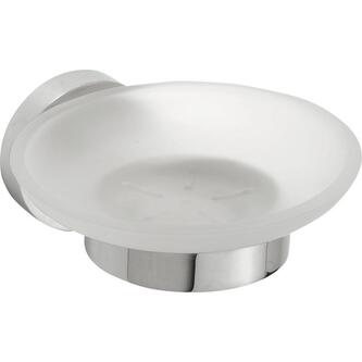 X-ROUND Seifenschale, Milchglas, Chrom