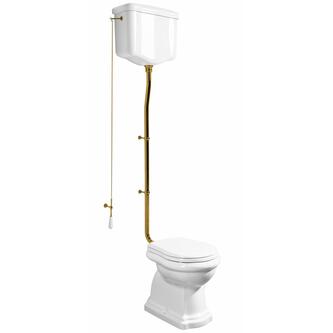 RETRO WC Schüssel mit Spülkasten, Abgang senkrecht, weiß/bronze