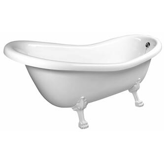 RETRO Freistehende Badewanne 158x76x71cm, Füße weiß, weiß