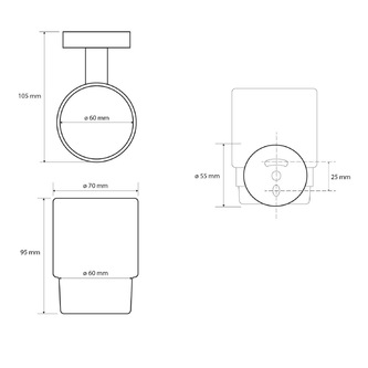 X-ROUND BLACK Hänge-Glas, Milchglas, Schwarz matt