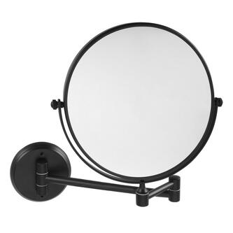 X-ROUND BLACK E Kosmetikspiegel zum Aufhängen, Durch. 200mm, Doppelseitig, Schwarz matt