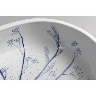 PRIORI Keramik-Waschtisch, 60x40 cm, weiss mit Blaudekor