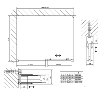 Easy Line Rechteckige Duschkabine 1000x900mm L/R Variante