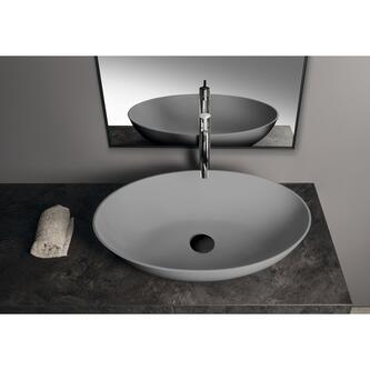 BANERA OVAL Aufsatzwaschtisch, Gussmarmor, 60x40cm, grau matt