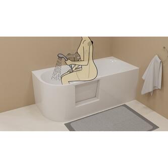 PORTAS Rechts Badewanne mit Tür, 160x75x60cm, Weiß