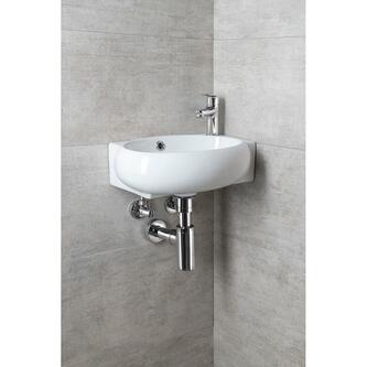 RIBERA Keramik-Waschbecken, Eckig 43x28,5cm, Armaturloch rechts, Weiß