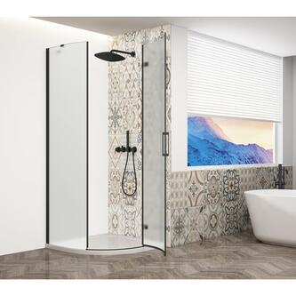 TRINITY BLACK Duschabtrennung Viertelkreis 900x900mm, Mattglas, rechts