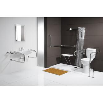 HANDICAP Stützgriff links 800x850mm, polierter Edelstahl