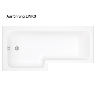 Raumsparwanne SYNA 150x85/70 cm links, mit Wannenträger und Duschkabine