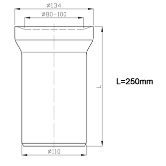 WC-Anschlussbogen, Durchsnitt 110mm, Lange 250mm