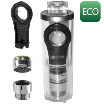 ECO SET Reduzierung für Brauseschlauch 6 l/min, 6 l/min Perlator, Außengewinde M24x1 und Schlüssel, Chrom