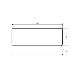 Ablage 700x100x8mm, Milchglas