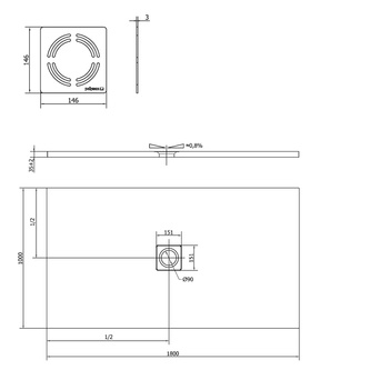 FLEXIA Gussmarmor-Duschwanne180x100cm, Verkürzungsmöglichkeit