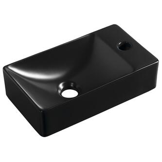 MARGITHA Keramik-Waschtisch 38x22cm, Armaturloch auf der rechten Seite, Schwarz matt