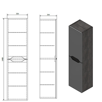 WAVE Hochschrank 35x140x30, weiß